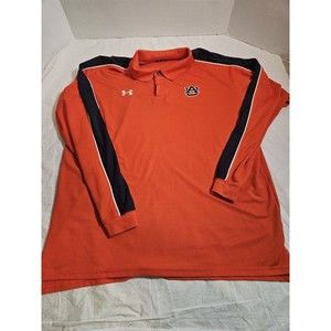 Auburn Tigers Mens Polo XL Long Sleeve Embroider Logo Shirt Under Armour Orange